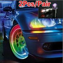 Auto Accessories Bike Supplies Neon Blue Strobe LED Tire Valve Caps 2Pcs/set 2 pcs/set
