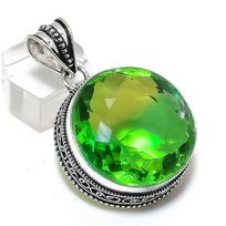 Natūralus peridoto brangakmenis rankų darbo 925 prabos sidabro papuošalas pakabukas 1,85  p2t92 green