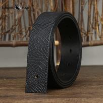 Vyriškas raižytos odos diržas be sagties su pin sagtimi, viršutinis grynos karvės odos sluoksnis, retro stiliaus diržas 100cm juoda