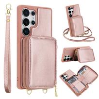 Samsung S25 Ultra Multi Function Leather Case A16 Card Phone Case Crossbody Zipper Mobile Phone Case S21