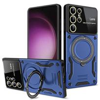 Armor Magnetinis Žiedas Magsafe Dėklas Samsung Galaxy S25 Ultra FE S25 Plus Edge Kameros Apsauga Atsparus Smūgiams Belaidžio Įkrovimo Dangtelis For Galaxy S25 mėlyna