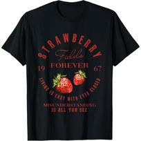 Strawberry Fields Forever Vintage Style Music Rocks Est S juoda