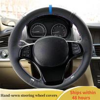 Car Steering Wheel Cover  Leather For BMW X3 E83 2003 2004 2005 2006-2010 X5 E53 2004-2006 Steering Wheel Car Accessory Red Thread