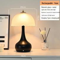 Vase Style Glass Bedside Table Lamp with 3-Color Dimming