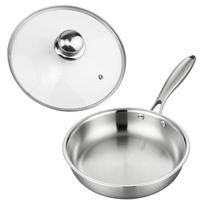 Stainless Steel Nonstick Frying Pan With Glass Lid For Even Heating And Ergonomic Grip Kitchen Cookware