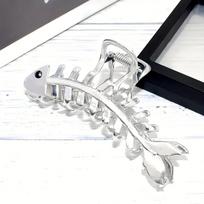 1PC Black Fishbone Metal Hairclaw Clip, Non-slip Fish-shaped Hairpin, Suitable for Women and Girls, for Fixing Hairstyles and Accessories sidabras