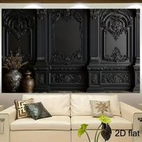 2D Gothic Black Wall Backdrop - Vintage Carved Panel Photography Background for Party 47.2x31.5inch/120*80cm