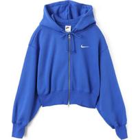 Nike Sportswear Phoenix Fleece Moteriškas laisvas trumpas džemperis su gobtuvu ir užtrauktuku HJ0941-480 S blue