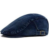 New Denim Cotton Beret Men Vintage Newsboy Cap Spring Autumn Casual Women Visor Fashion Cool Flat Hat Adjustable Berets One Size tamsiai mėlyna spalva