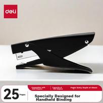 Deli Handheld Metal-Feel Durable Stapler, Portable Takeout Packaging Holder, Compatible with #12 Staples, Black