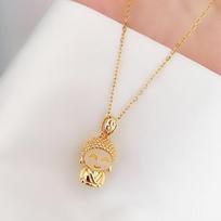 Lucky Little Maitreya Buddha Pendant Women Necklaces Vintage Style Titanium Steel Female Chains Jewelry Cross chain