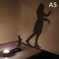Nosferatu žvakidė Nosferatu žvakės šešėlis Arbatos žvakės šešėlio metiklis Helovino siaubo žvakidės dekoras Šventės siaubo dekoras A5