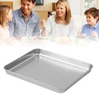 Rustless Steel Steaming Tray Square Flat Bake Dish Easy To Rinse Food Plate  Kitchen 26.5*20.5*2.8cm