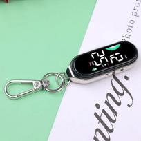Waterproof Pocket Watch Digital Display LED Watch Keychain Electronic Hanging Watch  Kids Adults silver