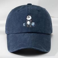 Cartoon Panda Print Baseball Cap Washed Distressed Classic Flat Brim Hat Soft Top Comfortable MoistureWicking Breathable Cap 1pc