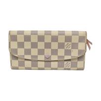 [Pre-Owned] Louis Vuitton Emilie Wallet 'White Damier Azur Canvas/Rose Ballerine Pink' - Very Good #15ZENKF ONE SIZE
