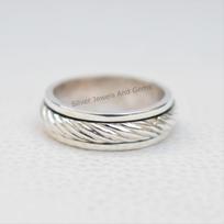 925 Sterling Silver Spinner Ring, Meditation Fidget Ring 8.25