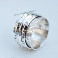 Handmade Sterling Silver Spinner Ring: Meditation Fidget Ring 9.5