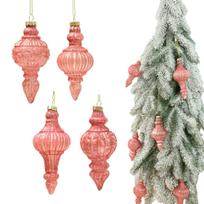 Bombki szklane premium - bombki różowe z efektem postarzenia w zestawie 4 szt, kolekcja luxury 14x6x6 12,5x6x6 cm