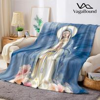 Azure Madonna Blossom Flannel Blanket Warm Soft Halloween Christmas Couch Warm Cozy Decorative Decor Gift for All Season Size: 75*100cm, Weight: 230 GSM