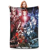 Final Fantasy VII Collage Home Final Fantasy 7 Game Blanket Flannel Sofa Throw Blanket for Bedroom Office Throws Bedspread Quilt Size: 75*100cm, Weight: 230 GSM