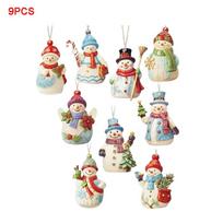 9/18PCS Snowman Christmas Tree Pendant Wood Xmas Tree Decoration Party Favors Home Decor