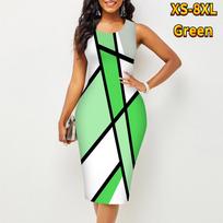 Women's Dress Sling SummerOblique Stripe Print Dresses Tight Sleeveless Slim Fit Sexy Fashion Top Clothing 8XL šviesiai mėlyna spalva