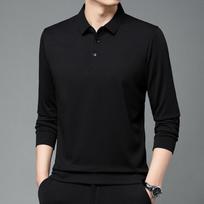Spring Autumn Polo-neck Solid Casual Fashion Tee Male Long Sleeve T-shirt All-match Bottomed Pullover Top Men M juoda