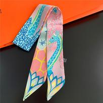 New Design Multi-Function Skinny Scarves Giraffe Printed For Ladies Silk Scarves Thin And Long Scarf Heandband Female Kerchief 88CM x 5CM orange