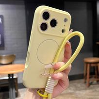 for Magsafe Matte Liquid Silicone Lanyard Case for iPhone 17 16 15 Pro Max 14 Plus 11 12 13 Air Magnetic Wrist Strap Soft Cover iPhone 13