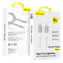 Blavec Cable Raptor braided – Type C to Lightning – PD 20W 2,4A 2 metres Apple CarPlay (CRA-CL24WS20) white-silver