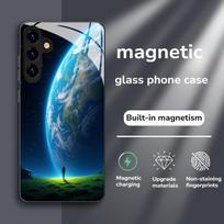 Naujas Stilingas Žemės Vaizdo Magnetinis Grūdintas Stiklas Telefono Dėklas, skirtas Galaxy Note20/S20/S21/S22/S23/S24/S25/S26Plus Ultra FE Galaxy S25