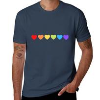 Pride Rainbow Love Hearts TShirt Basic Plain Short Sleeve Crew Neck Tee S