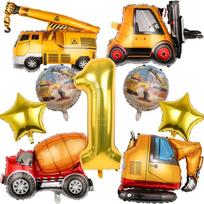 Engineering Vehicle-themed Excavator and Crane Balloon Set for Children's Birthday Party and One-year-old Decoration Items construction vehicle set 1
