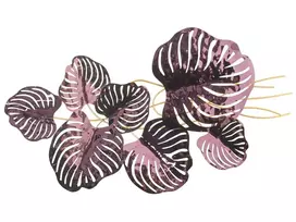 Sienų dekoracija lapo formos HOLMIUM, metalinė, 50 cm, purpurinė
