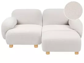 Modulinė sofa 2 asmenims AMLI kreminės spalvos „boucle“ audinio su pufu