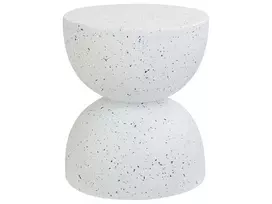 Šoninis staliukas CAORIA 40 cm, teraco efektas, baltas teraco