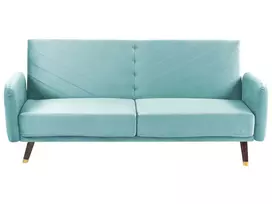 Išskleidžiama 3 vietų sofa SENJA, veliūrinė, mėlyna