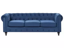 3 vietų sofa CHESTERFIELD veliūrinė tamsiai mėlyna