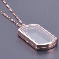 Geometry Rectangle Pendant Glass Lockets Necklaces For Women Men Accessories Chain Around Neck Metal Alloy Floating Lockets Gift gray