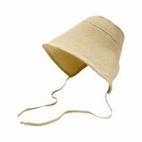 Lace Up Closure Linen Straw Bonnets Geometric Pattern Bow Accent Sun Protection Hat Breathable Round Top Wide Brim Cloche Hat smėlis