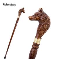 Rudos medinės madingos vilko formos vaikščiojimo lazda dekoratyvinė vampyro kostiumo vakarėliui medinė vaikščiojimo lazdelė Helovino kuoka lazdelė Piūklas 95cm brown