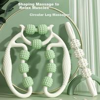 Duweike Leg Massage Roller, Spiked Bar, Muscle Relaxation Shaft, Yoga Column, 9-Ring Leg Clamp, Fitness Shaping Kit, Fruit Gree