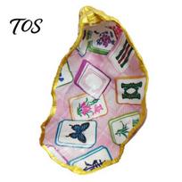Mahjong Dice Tray Tray, Shell-Shaped Printed Decorative Storage Small Item Organizer for Tiles Jewelry Desktop Accessory B rožinė