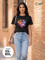 Oversized cotton T-shirt with  Heart Mosaic  print 3XL