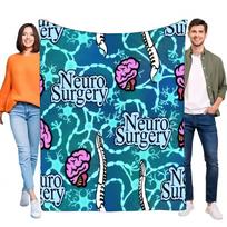 Neuro Surgery Anatomy Blanket Flannel Throw, Brain Neuron Surgical Tools Pattern, Ultra-Soft Cozy Warm Gift for Doctor Nurse Stu Size: 75*100cm, Weight: 230 GSM
