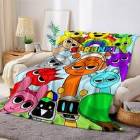 Sprunki Characters Flannel Blanket Warm Soft Halloween Christmas Couch Warm Cozy Decorative Decor Gift for All Season Size: 75*100cm, Weight: 230 GSM