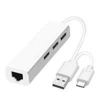 USB šakotuvo tvarkyklės nemokamas duomenų perdavimo nešiojamasis USB Type-C į RJ45 eterneto tinklo šakotuvo adapteris kompiuteriui balta
