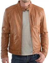 Vyriška odinė striukė Nauja 100% natūrali minkšta ėriuko oda Slim Biker Bomber paltas Ruda XS ruda