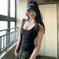 Black Suspender Vest for Women Slim Fit Sporty Base Shirt Sexy Chest Pad Sleeveless Top Summer S